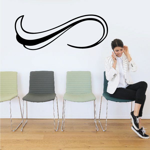 Black pinstripe vinyl decal with long curved swoosh lines for vehicle or wall