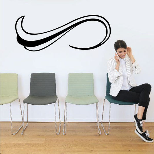 Black pinstripe vinyl decal with long curved swoosh lines for vehicle or wall