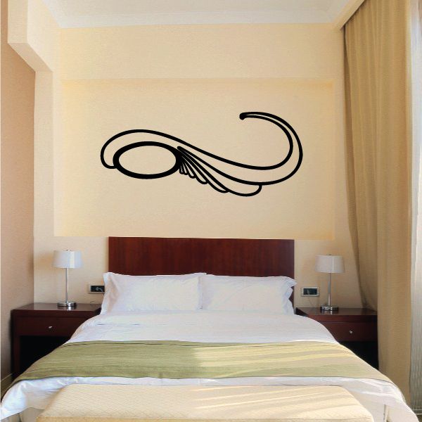 Pinstripe vehicle vinyl decal with black swirling oval design