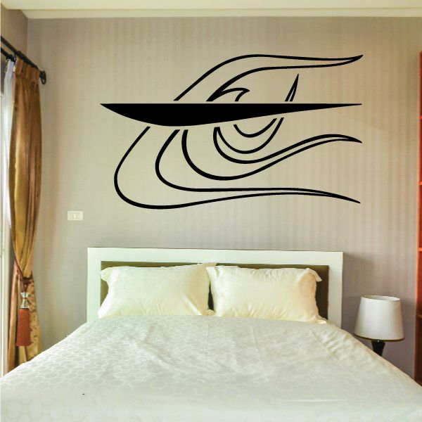 Black vehicle pinstripe vinyl decal with sweeping swoosh line art