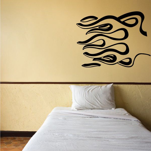 Vehicle pinstripe vinyl decal with black flame pinstripe graphic