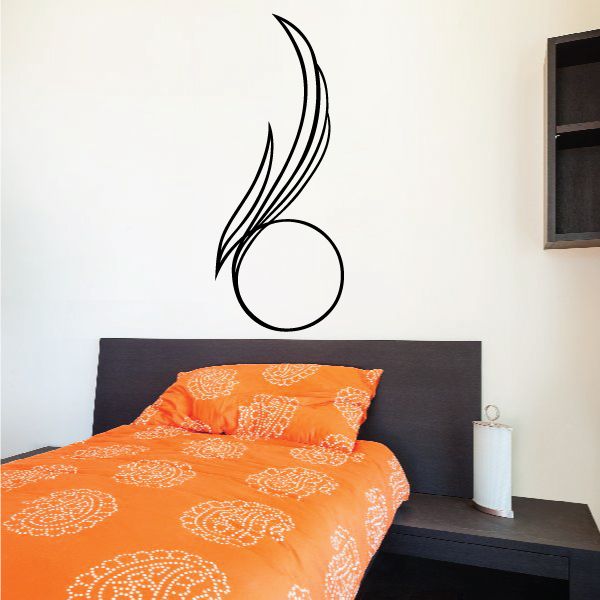 Pinstripe vinyl decal: black swirl lines with a circle center