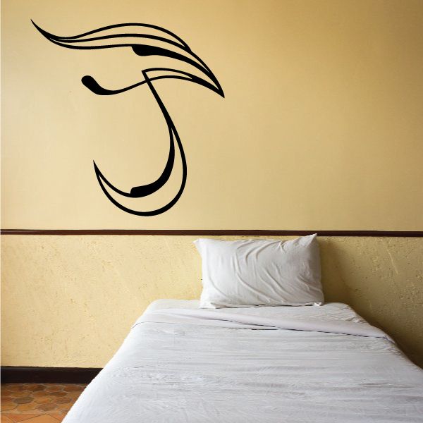 Black pinstripe vinyl decal, curved tribal swirl with swooping accents
