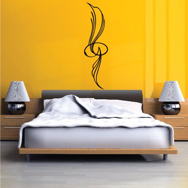 Vehicle pinstripe vinyl decal with black swirl design