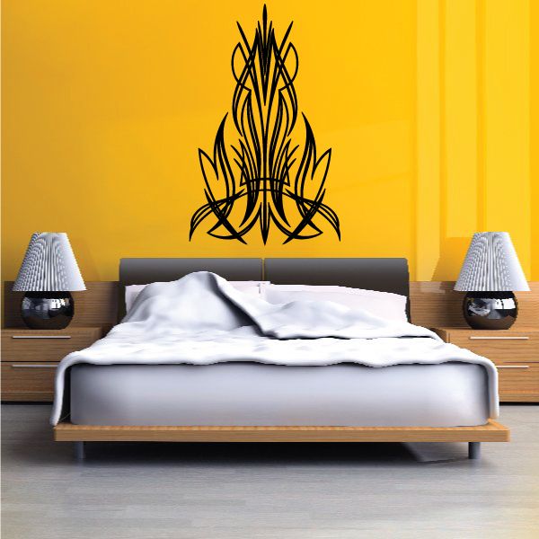 Vinyl pinstripe decal with black tribal flame graphic