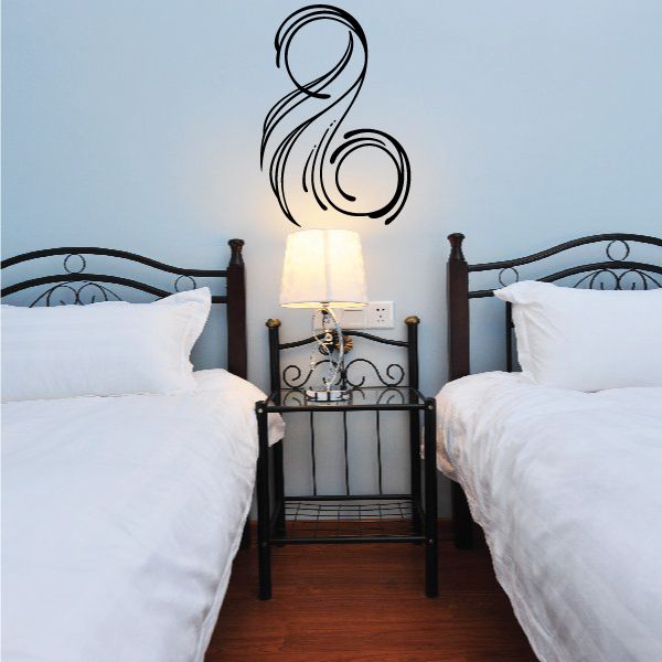 Pinstripe vinyl decal with swirl number design in black