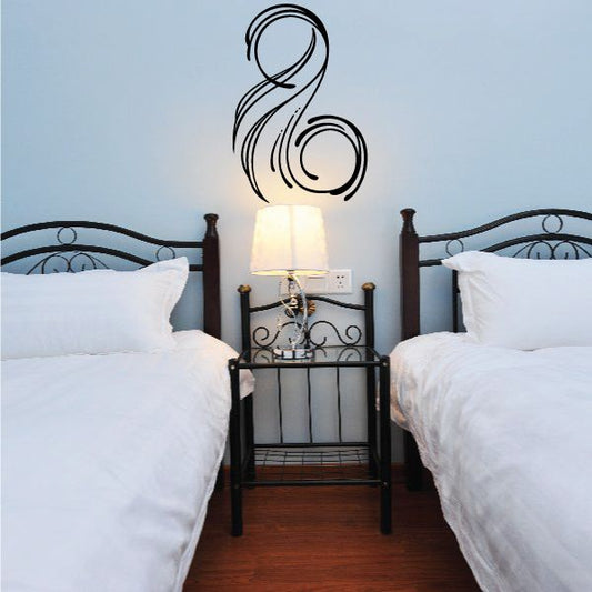 Pinstripe vinyl decal with swirl number design in black