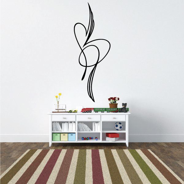 Black vinyl pinstripe-style flourish wall decal