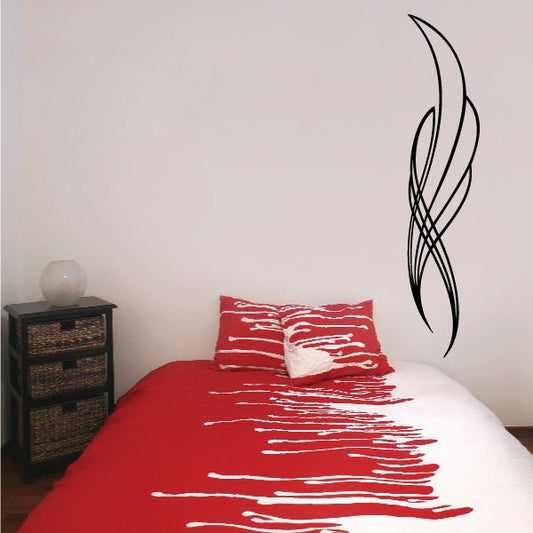 Black pinstripe vinyl vehicle decal with sweeping stripe ribbon wall art