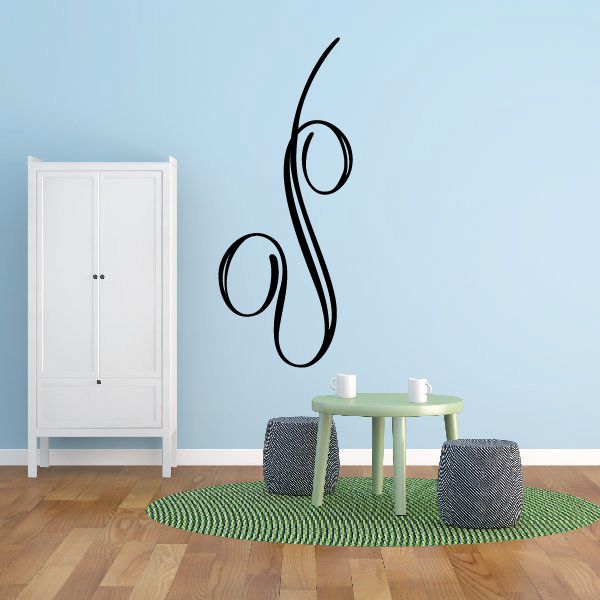 Black pinstripe vehicle vinyl decal with swooping swirl and two oval loops
