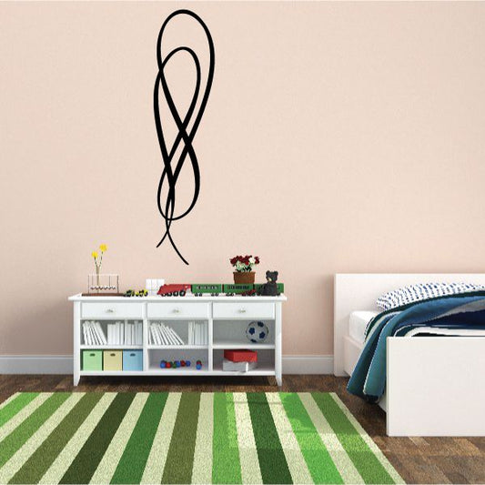 Black pinstripe vinyl decal with an infinity-style figure for car or wall