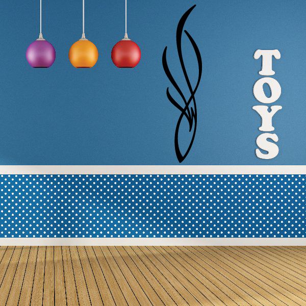 Flame-style pinstripe vinyl decal with TOYS lettering