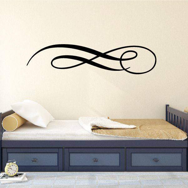 Vinyl pinstripe decal with black infinity-style swirl lines
