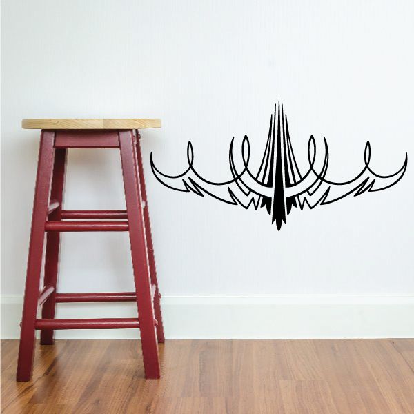 Vinyl pinstripe decal with black winged emblem design