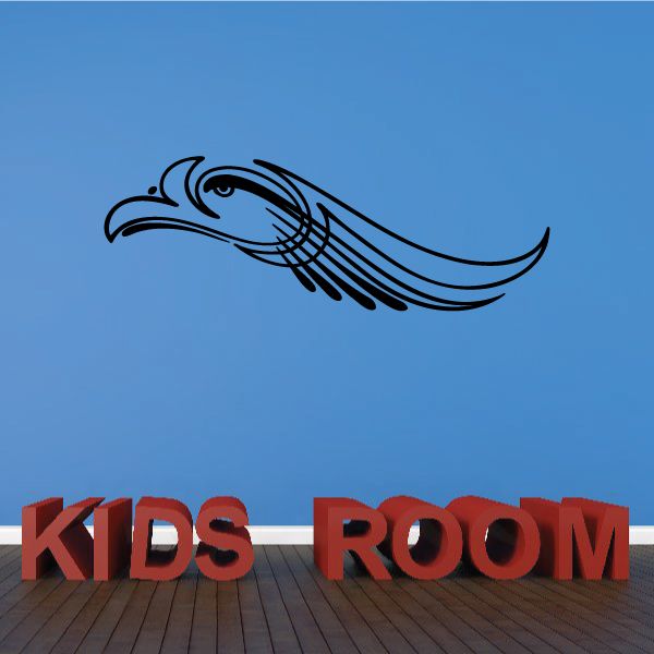 Blue pinstripe bird wing vehicle vinyl decal