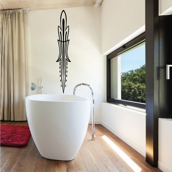 Black fleur-de-lis pinstripe vinyl decal with dotted vertical center