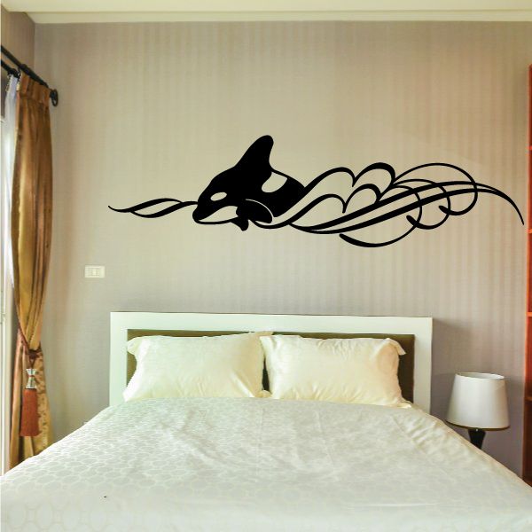 Vehicle pinstripe vinyl decal featuring stylized animal head with flowing swirl lines