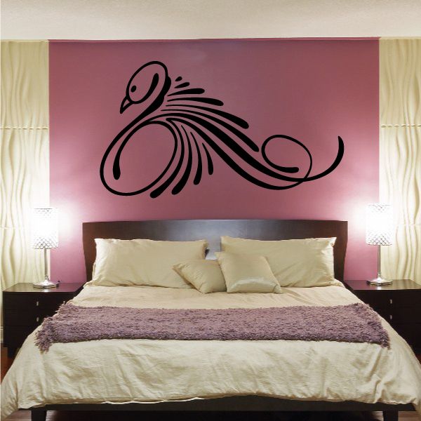 Black pinstripe-style vinyl decal with swirling wing and scroll details