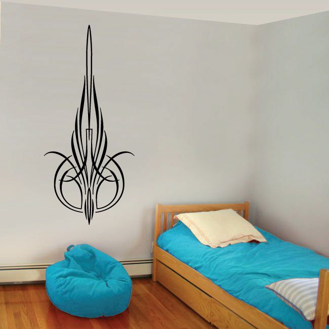 Black flame fleur-de-lis pinstripe vinyl wall decal