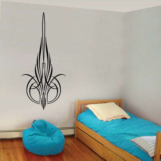 Black flame fleur-de-lis pinstripe vinyl wall decal