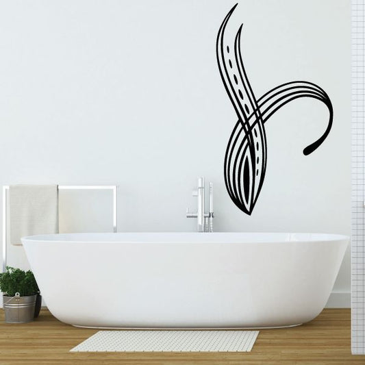 Black pinstripe vehicle wall decal with swoosh line pattern