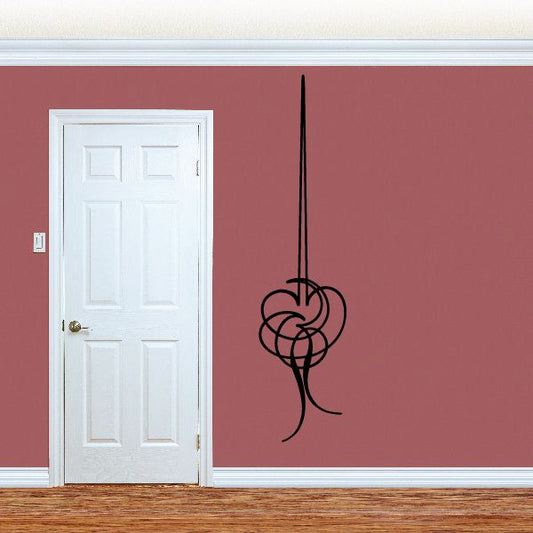 Black pinstripe vinyl decal: looped circle with curved lines