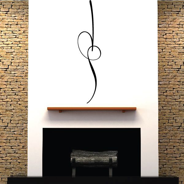 Black pinstripe vinyl decal with flowing line art on white surface