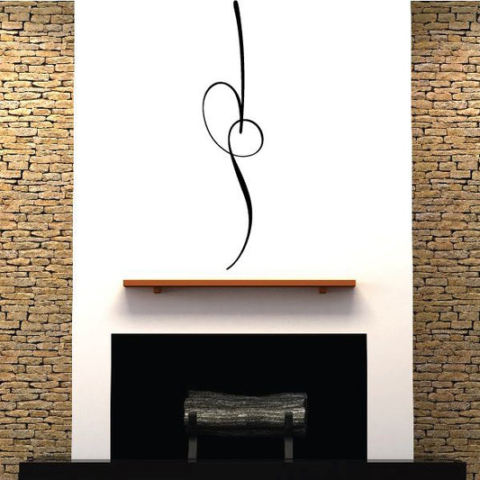 Black pinstripe vinyl decal with flowing line art on white surface