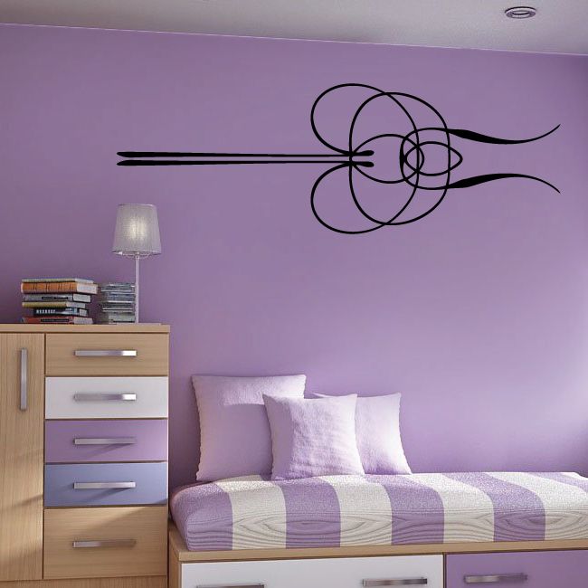 Black pinstripe vinyl decal with circular swirl and long swoosh lines