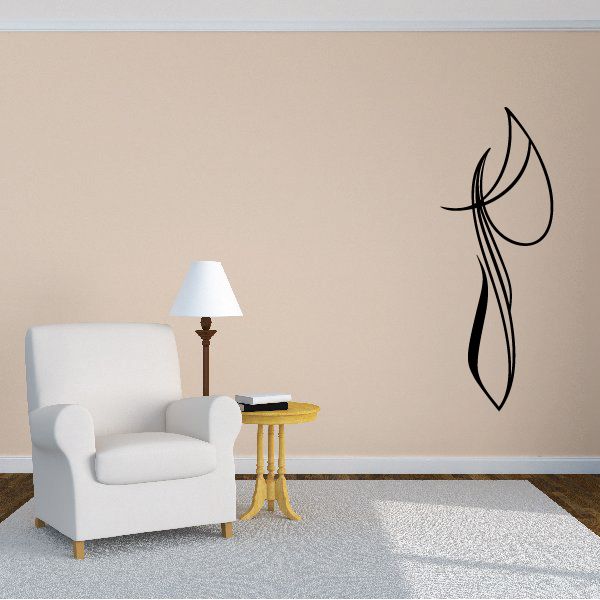 Vehicle pinstripe vinyl decal, black swirl flame outline
