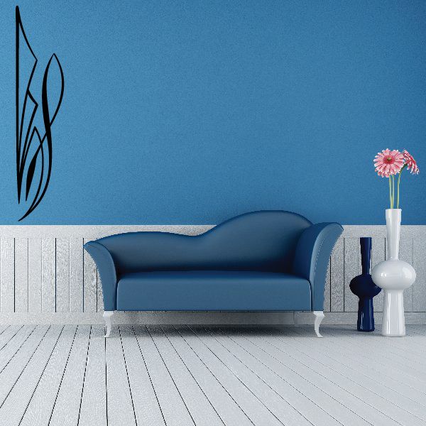 Black vehicle pinstripe vinyl decal on wall, angular stripe design