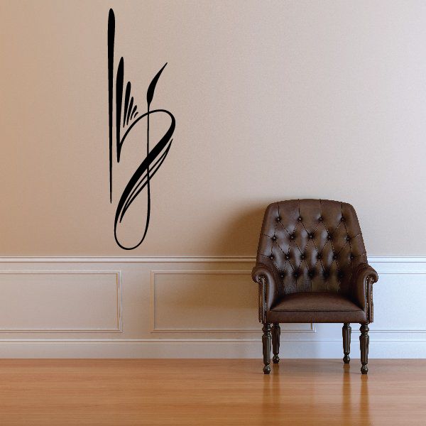 Black pinstripe vehicle vinyl decal with swoosh and script style