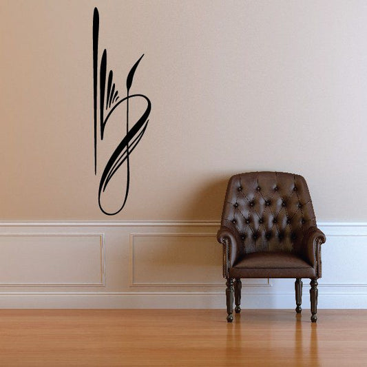 Black pinstripe vehicle vinyl decal with swoosh and script style