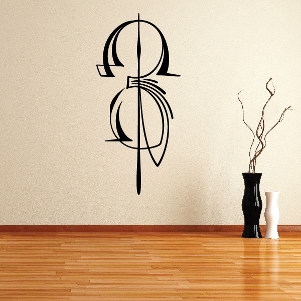 Black pinstripe vinyl decal featuring a stylized dollar sign outline on a wall