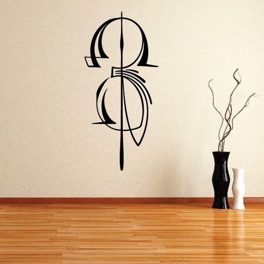 Black pinstripe vinyl decal featuring a stylized dollar sign outline on a wall
