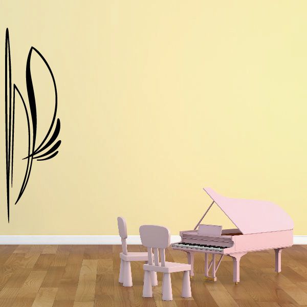 Black pinstripe vinyl decal with curved feather-like swoosh shape