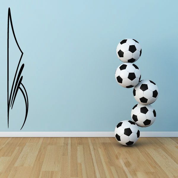 Soccer ball wall decal set with black pinstripe swoosh