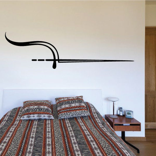 Black pinstripe vehicle vinyl decal with curved swoosh and dash line