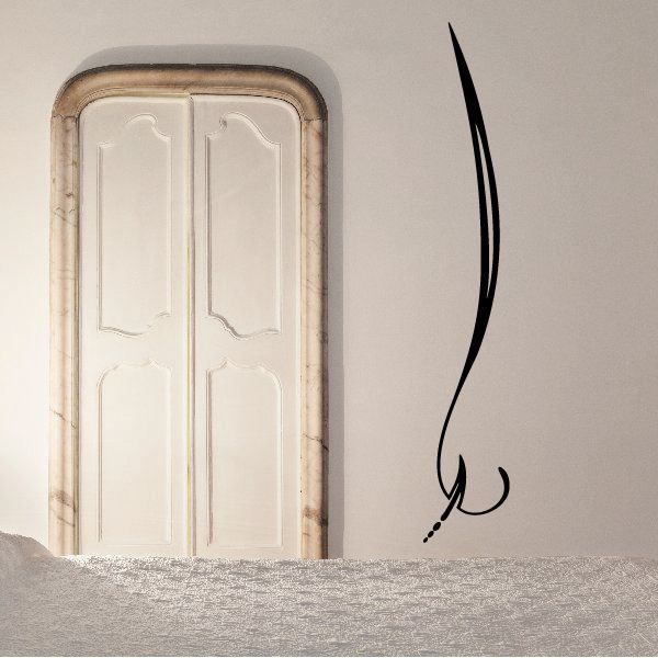 Vinyl pinstripe decal with black curved stripe and small dot accents