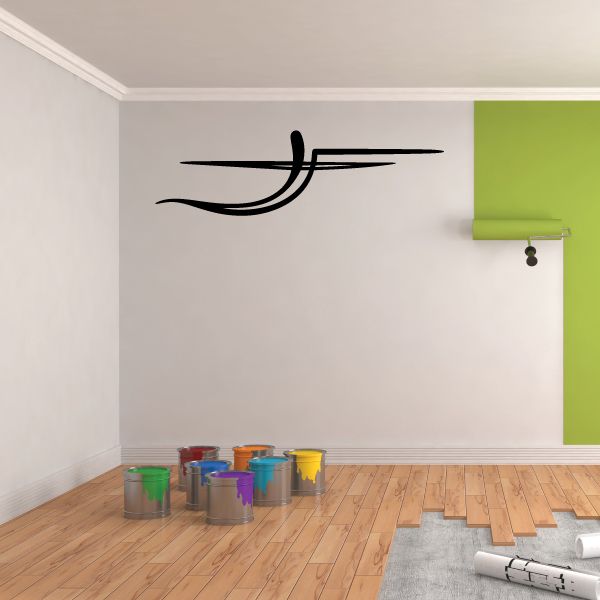 Black pinstripe vinyl decal with swoosh and curved stripe design