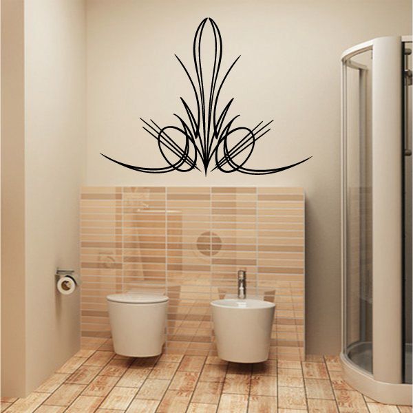 Black pinstripe fleur-de-lis wall decal
