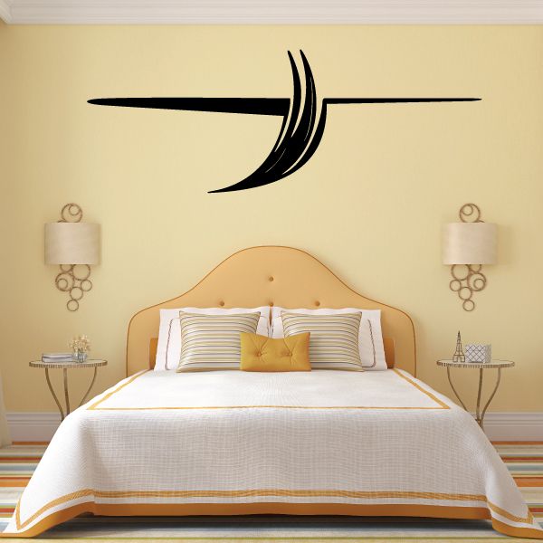 Vehicle pinstripe vinyl decal, black curved stripe and double-hook shape