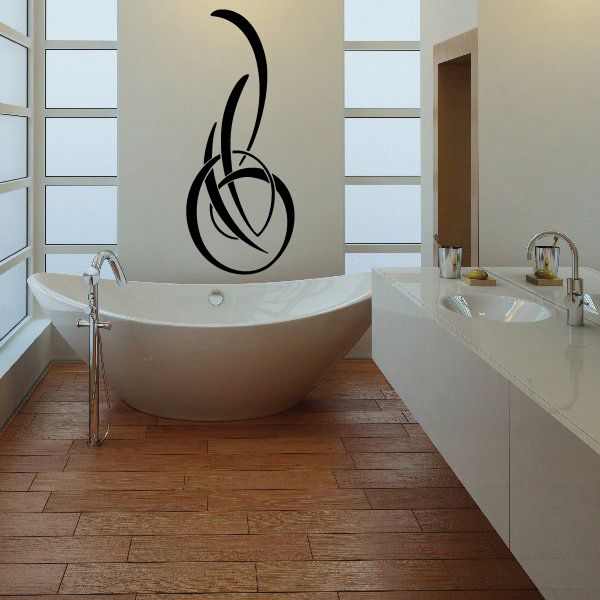 Black vehicle pinstripe vinyl decal wall graphic with curved swirl and swooping lines.