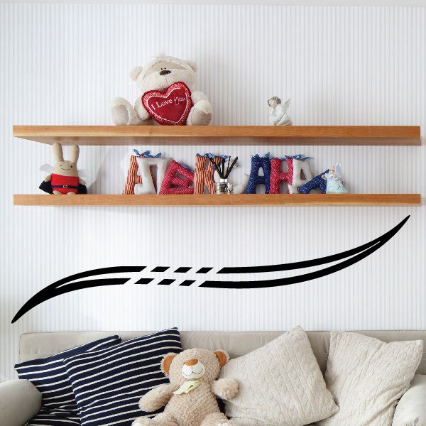 Black vinyl car pinstripe decal with sweeping racing stripe swoosh