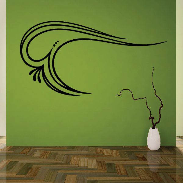 Vehicle pinstripe vinyl decal, black tribal swirl flame graphic