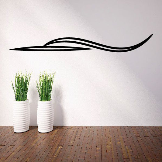 Black pinstripe vinyl decal with swooping double-line design