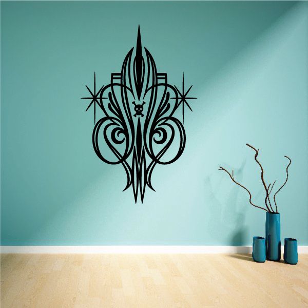 Ornate black fleur-de-lis vehicle pinstripe vinyl decal