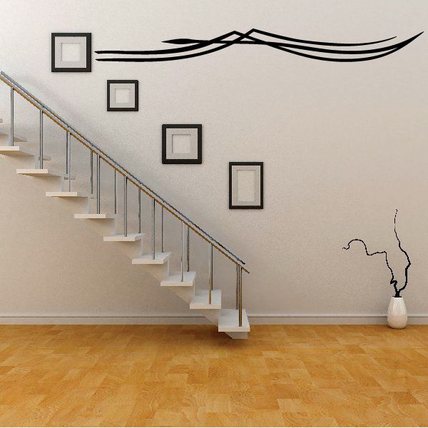Vehicle pinstripe vinyl decal with black swooping stripe lines for wall/vehicle use
