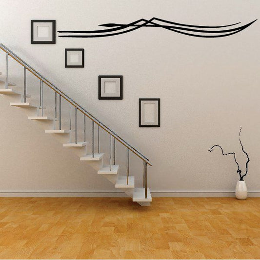 Vehicle pinstripe vinyl decal with black swooping stripe lines for wall/vehicle use