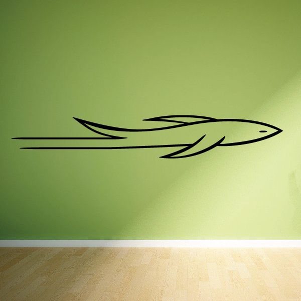 Vehicle pinstripe vinyl decal with black arrow-wing design